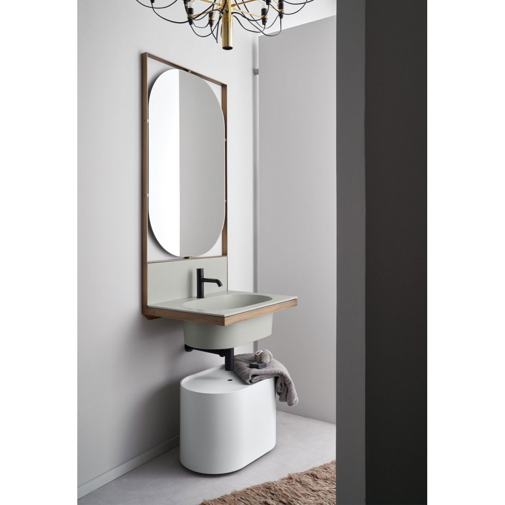 Mobile lavabo bagno con specchio Elle Ovale Cielo - contecom