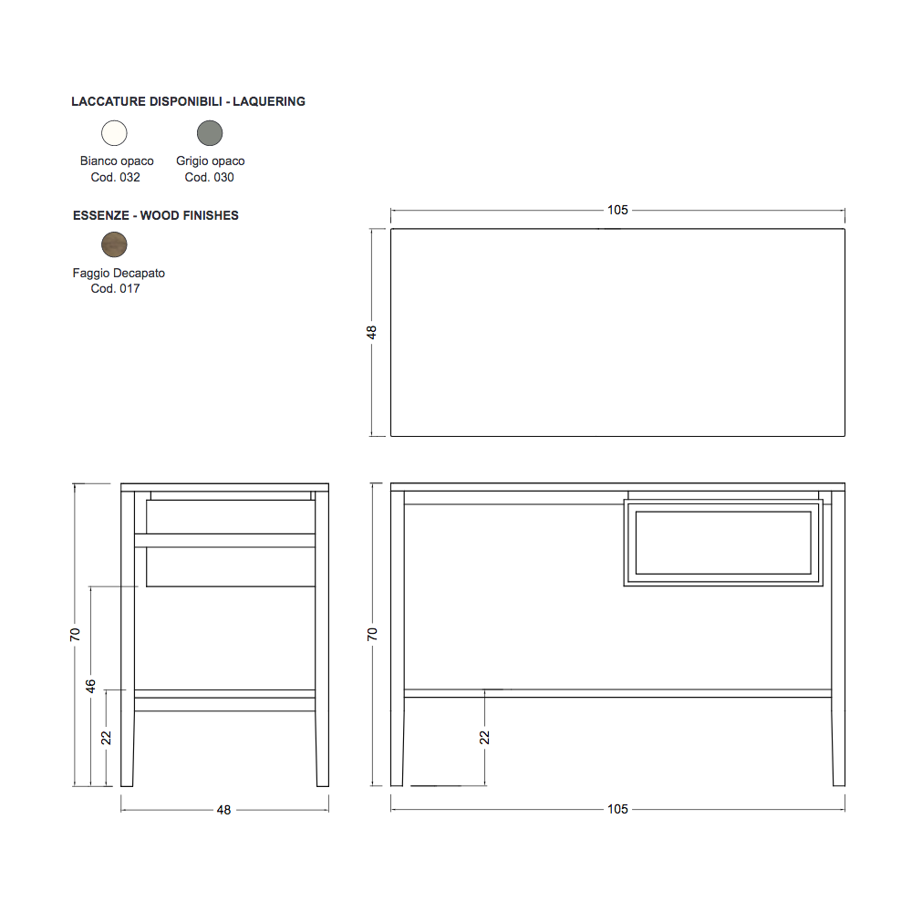 Console da bagno completa senza lavabo Semplice Nic Design - ConteCom