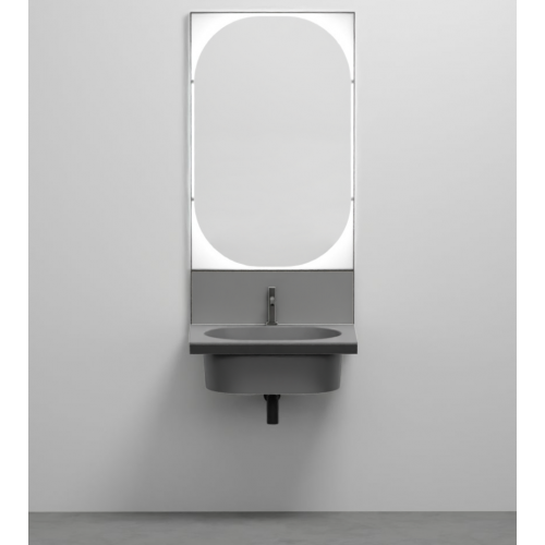Mobile lavabo CEMENTO bagno con specchio Elle Ovale Cielo - contecom