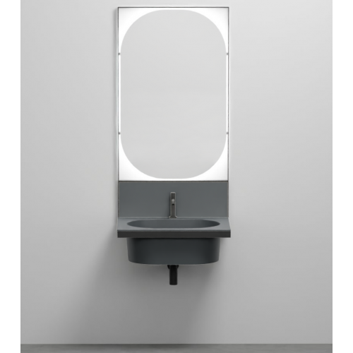 Mobile lavabo BASALTO bagno con specchio Elle Ovale Cielo - contecom
