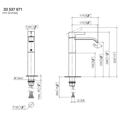 Miscelatore lavabo alto Imo 33 537 671 Dornbracht - contecom