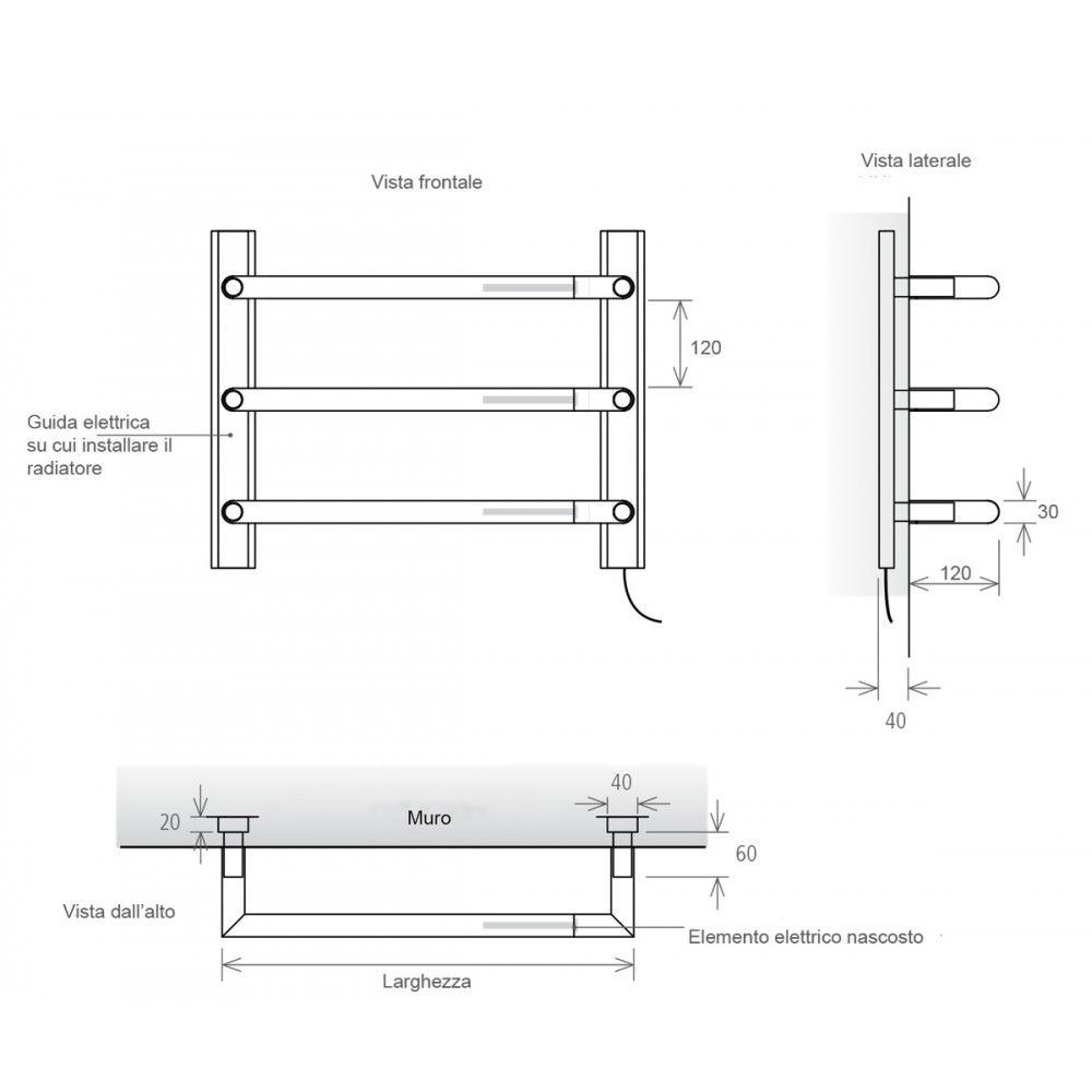 Scaldasalviette elettrico Steel Glam Foursteel - contecom