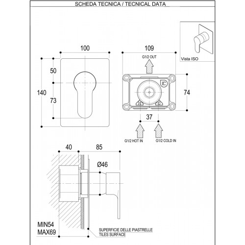 Miscelatore doccia incasso Tab PR37FB101 Ritmonio - contecom
