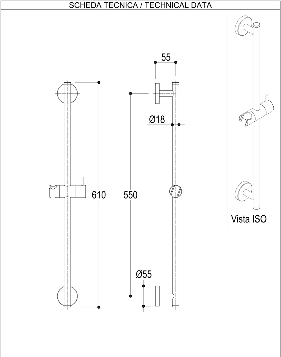 Asta doccia saliscendi Tab Q0BA6070 Ritmonio - contecom