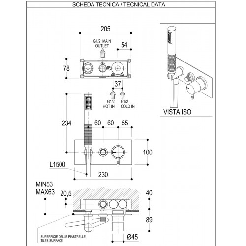 Miscelatore doccia/vasca con doccino Diametro 35 Ritmonio - contecom