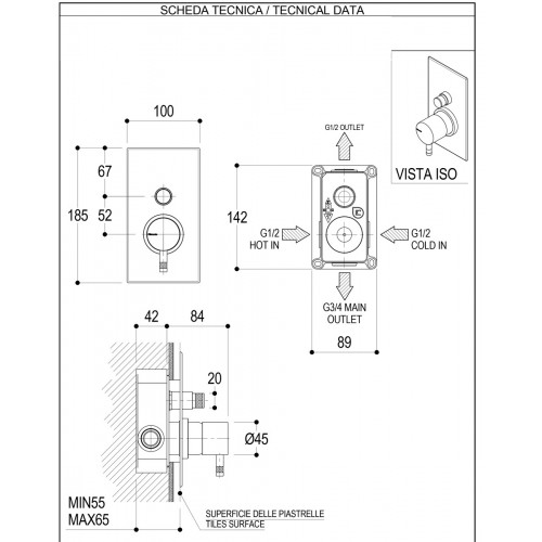 Miscelatore doccia/vasca con deviatore Diametro 35 Ritmonio - contecom