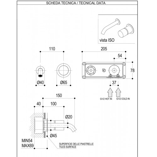 Miscelatore lavabo incasso Diametro35 Inox Concrete Ritmonio -contecom