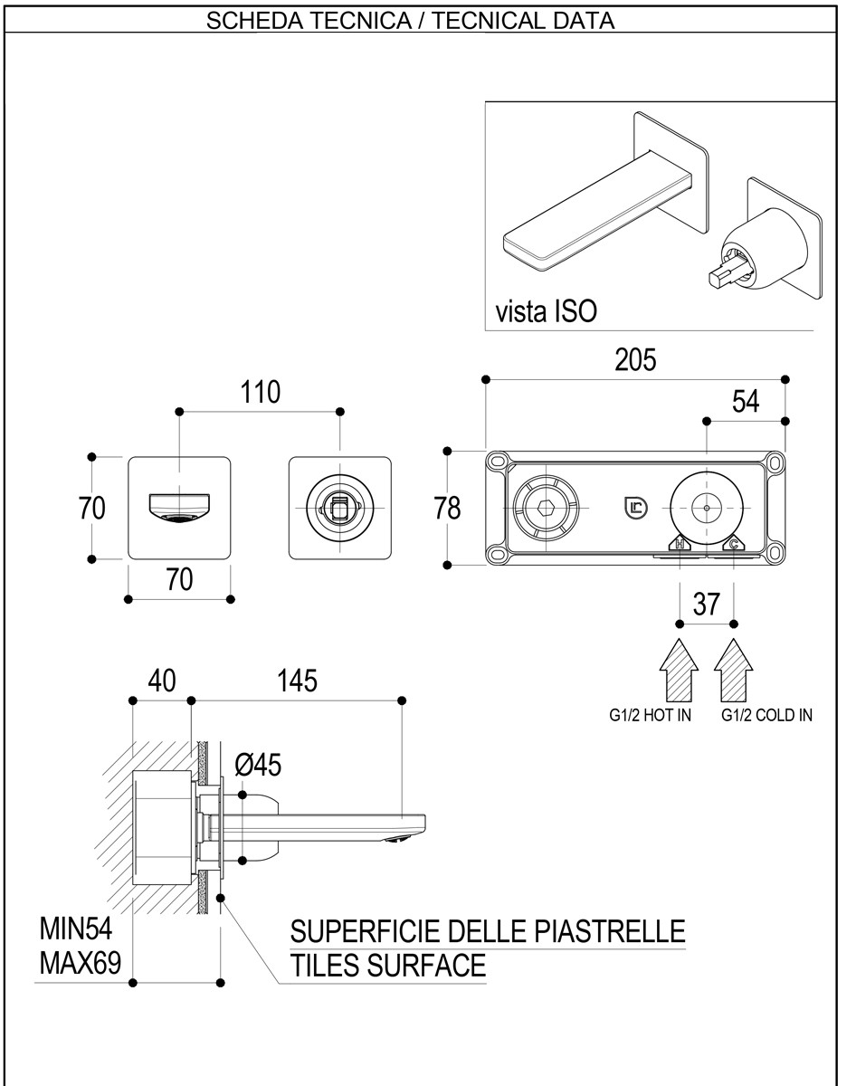 Miscelatore lavabo incasso 195 cemento Haptic Ritmonio - contecom