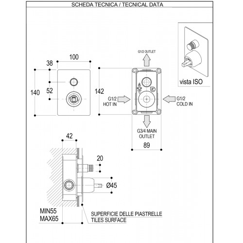 Miscelatore vasca/doccia comando in acciaio Haptic Ritmonio - contecom