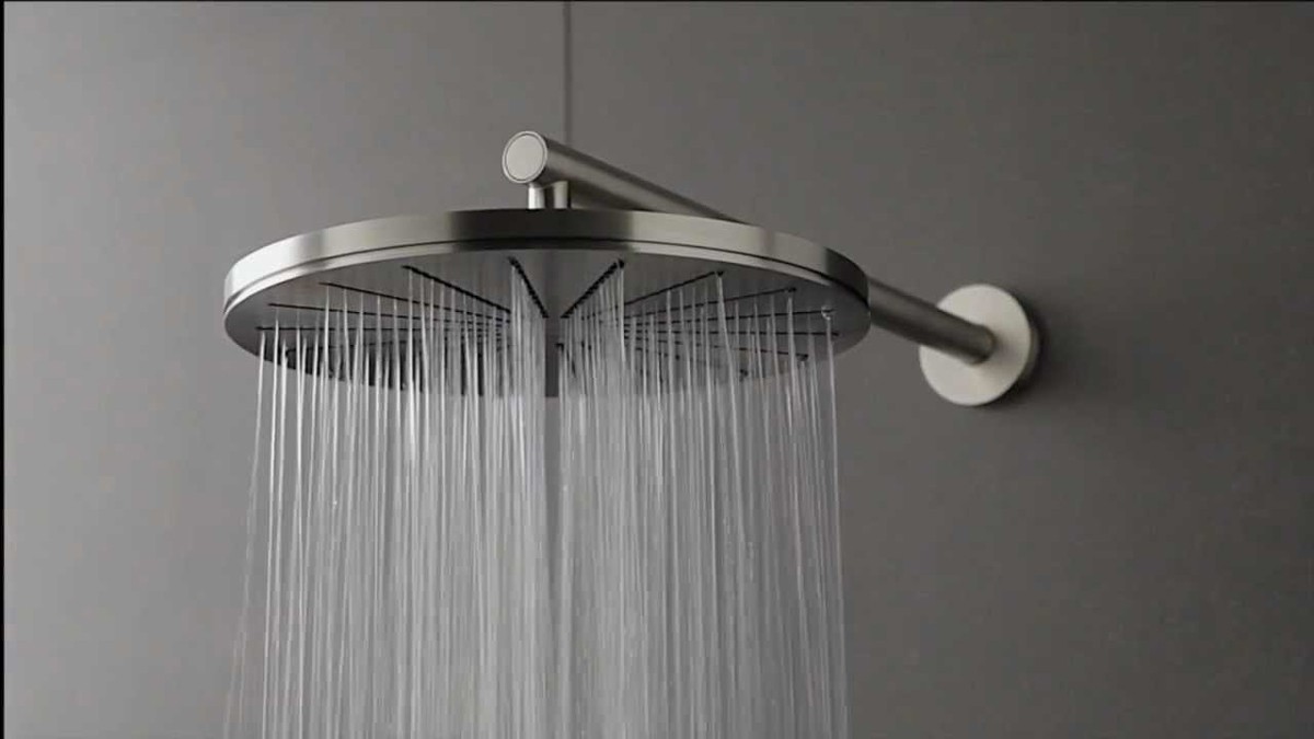 Soffione Doccia A Pioggia 10 Pollici Tondo Oro Spazzolato In Acciaio Inox 304 Con Braccio Da 40 Cm