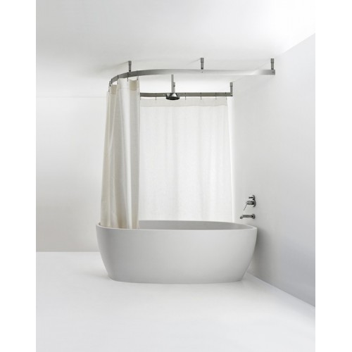 Tenda doccia in lino bianco resinato Cooper Agape - contecom
