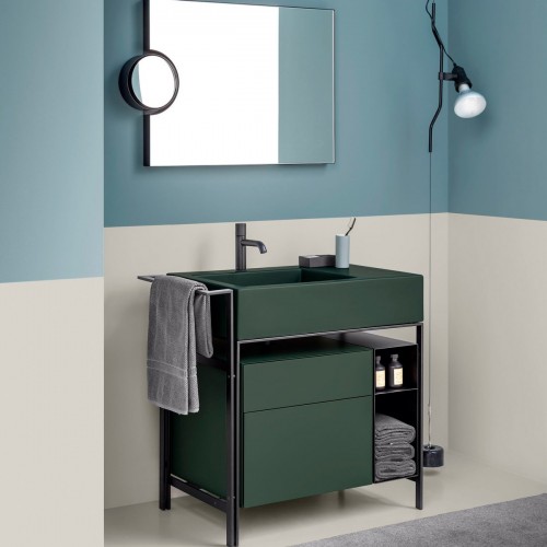 Lavabo da appoggio con bacino a sinistra Narciso Mini Cielo - contecom