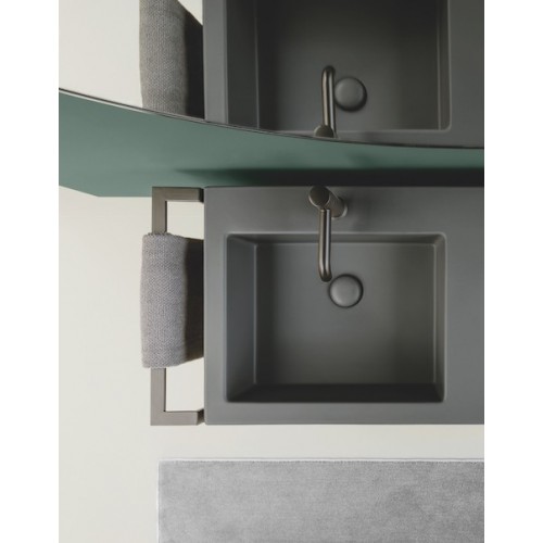 Lavabo da appoggio con bacino a sinistra Narciso Mini Cielo - contecom